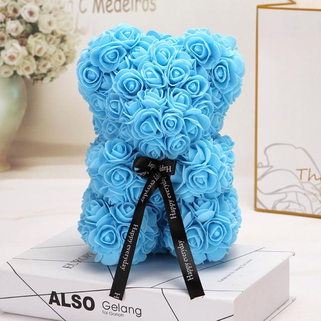 Rozen beer blauw - Knuffelbeer